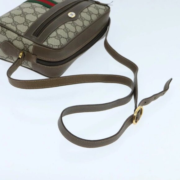 GUCCI GG Supreme Web Sherry Line Shoulder Bag PVC Beige Red - Picture 8 of 16